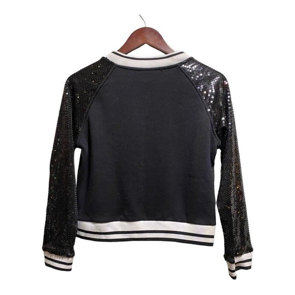 Double Platinum Sequin Varsity Jacket Black Small Dancewear Hip hop - Picture 2 of 4